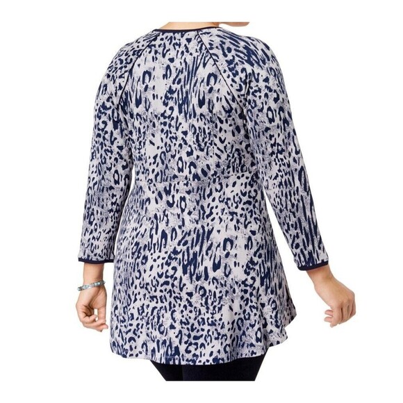 Melissa McCarthy Seven7 Womens Plus Animal Print High-Low Peplum Top Size 3X - Picture 2 of 6